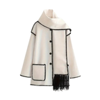Dama Washington Sable women's wool coat cream black trim pocket detail - front view