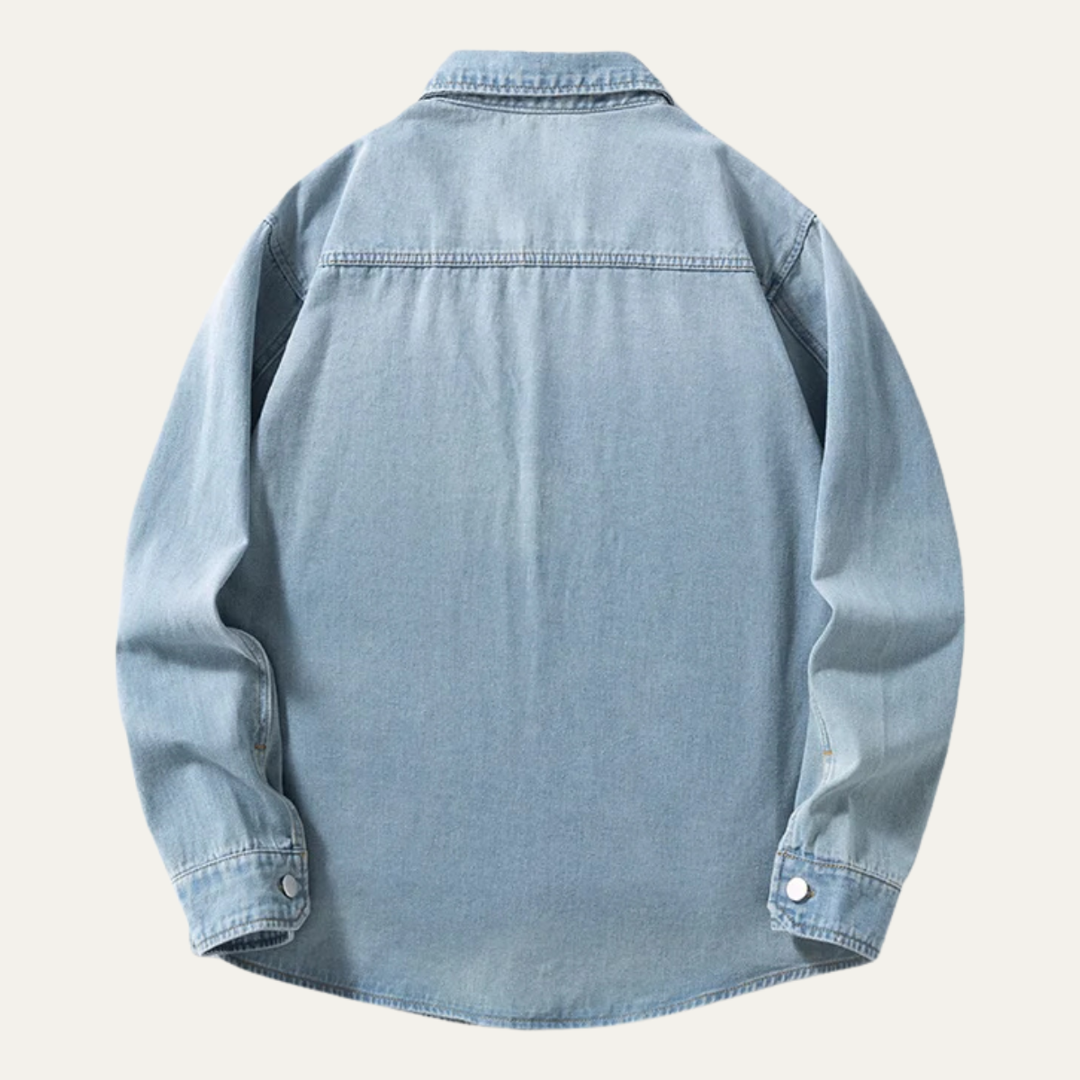 Beau | Men's Light Wash Denim Shirt Long Sleeve Button Up