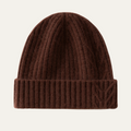 Dama Washington Sage men's ribbed knit cashmere beanie brown - front view