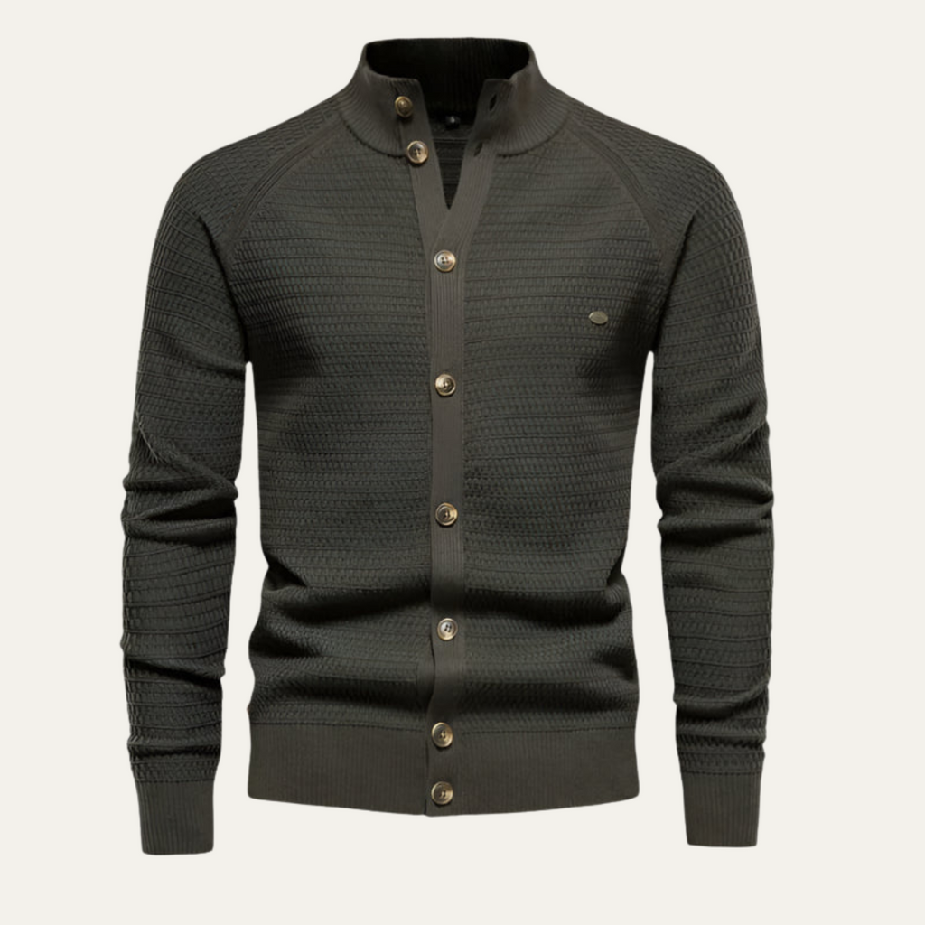 Dama Washington Voss men's cashmere cardigan navy button front - view 2