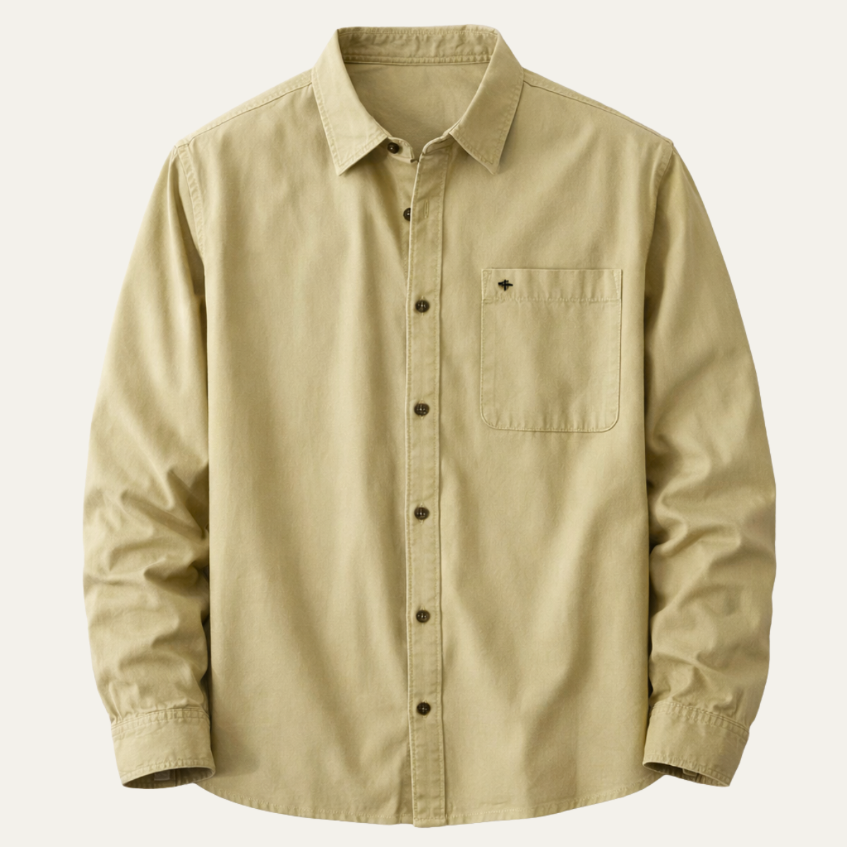 Jude | Men's Casual Button Up Shirt Khaki Long Sleeve