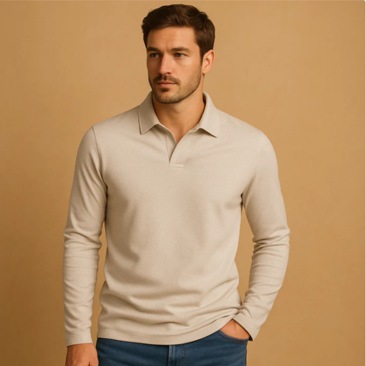 Brax | Men's Polo Shirt Navy Long Sleeve Cotton Casual