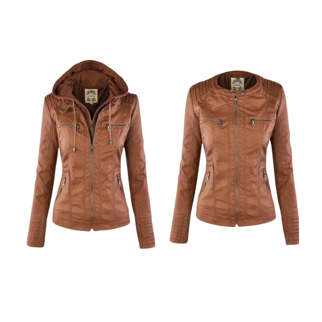 Rosa | Women's Utility Jacket Brown Hooded Zip Up