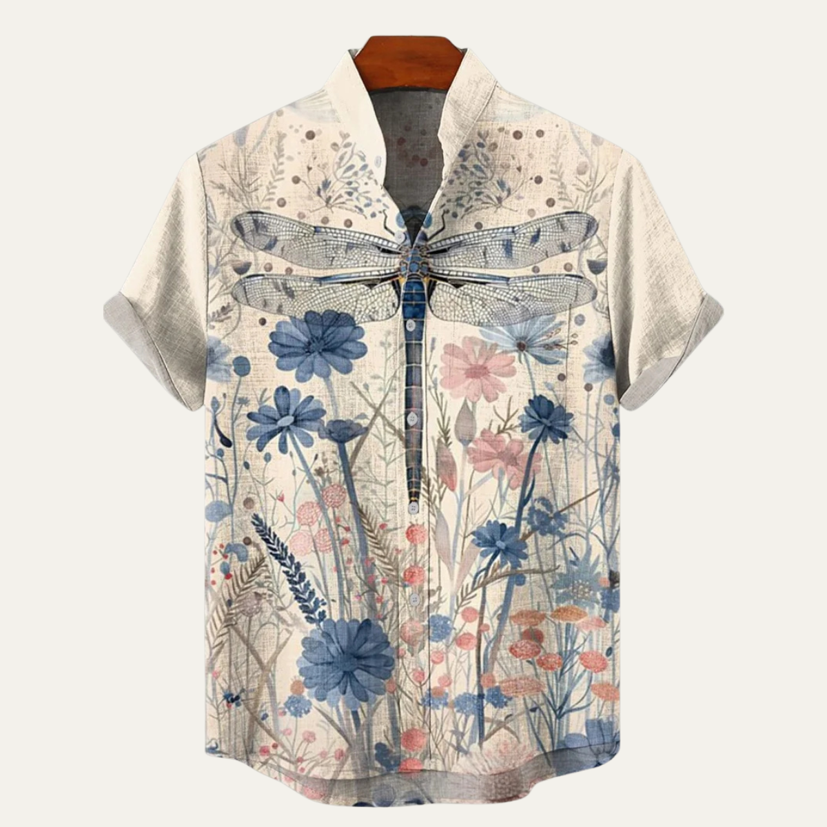 Rhys | Men's Hawaiian Shirt Navy Fish Print Camp Collar Short Sleeve