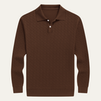 Dama Washington Bram men's cable knit polo sweater brown - view 5