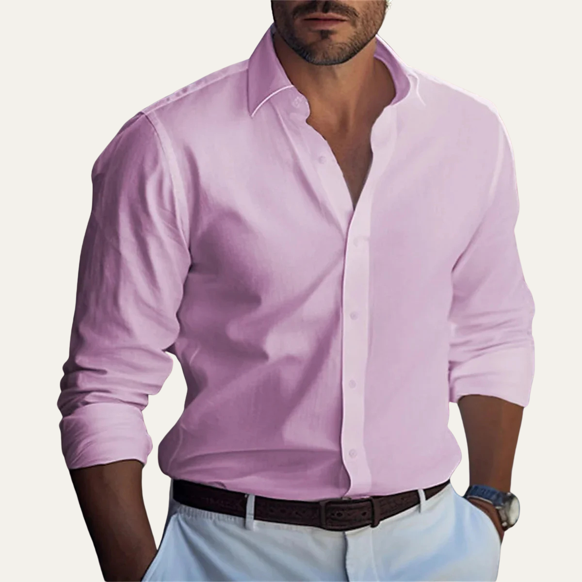 Beau | Men's Button Up Shirt Light Blue Long Sleeve