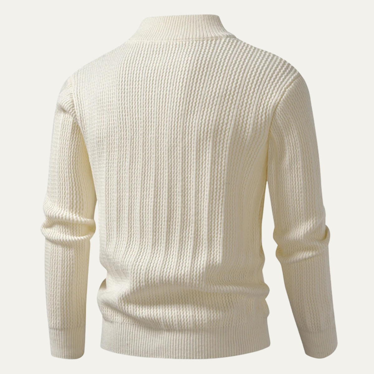 Axel | Men's Quarter Zip Sweater Cream Ribbed Knit