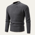 Dama Washington Callum men's crew neck sweater gray textured knit - front view