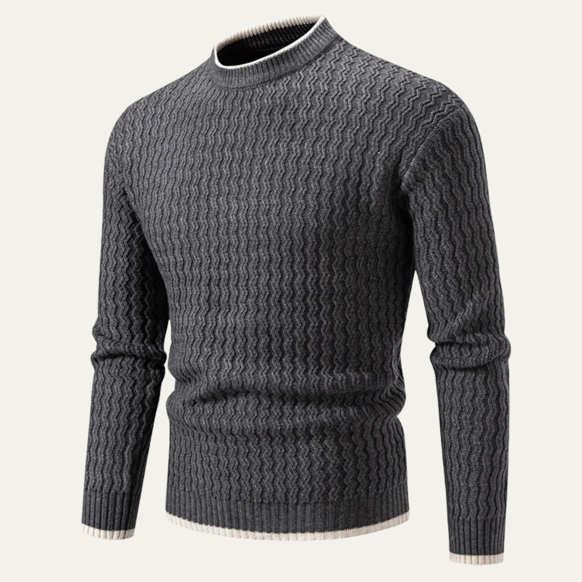 Callum | Men's Crew Neck Sweater Gray Textured Knit