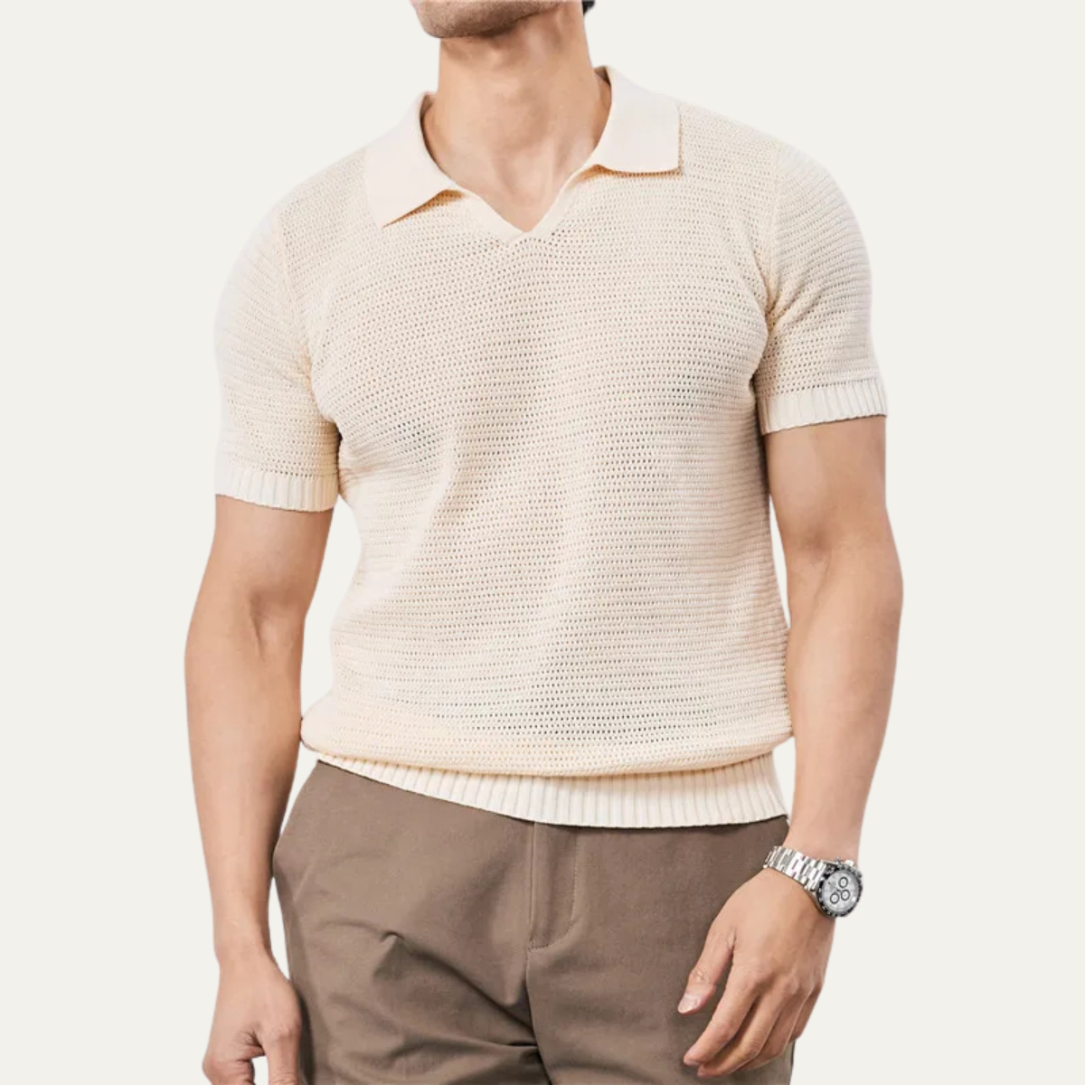 Jasper | Men's Short Sleeve V Neck Sweater Rust