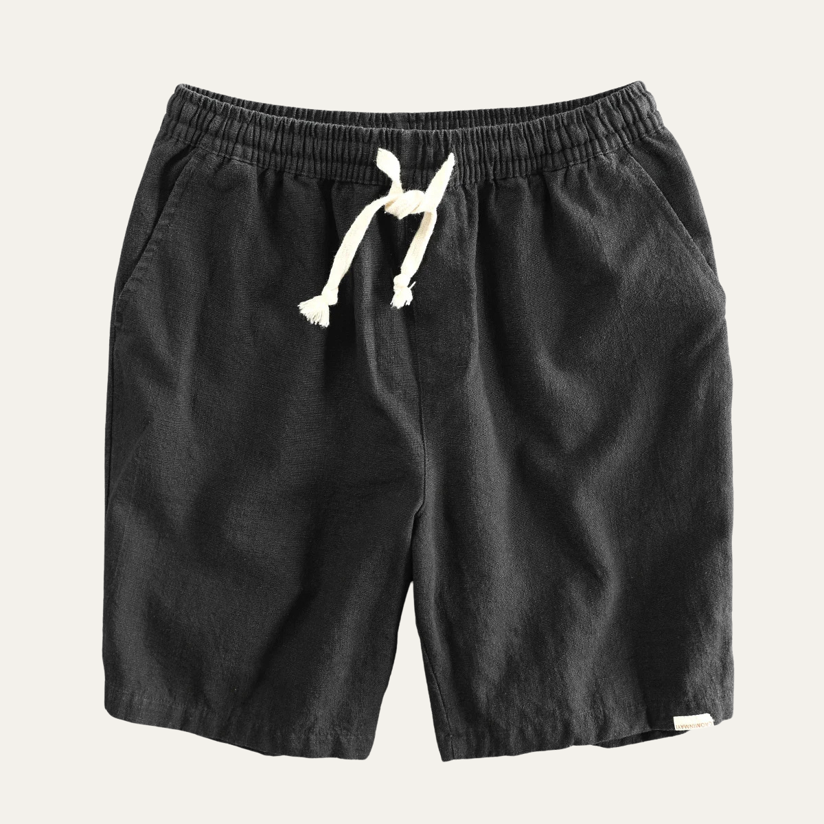 Ivas | Men's Casual Linen Shorts Black Drawstring