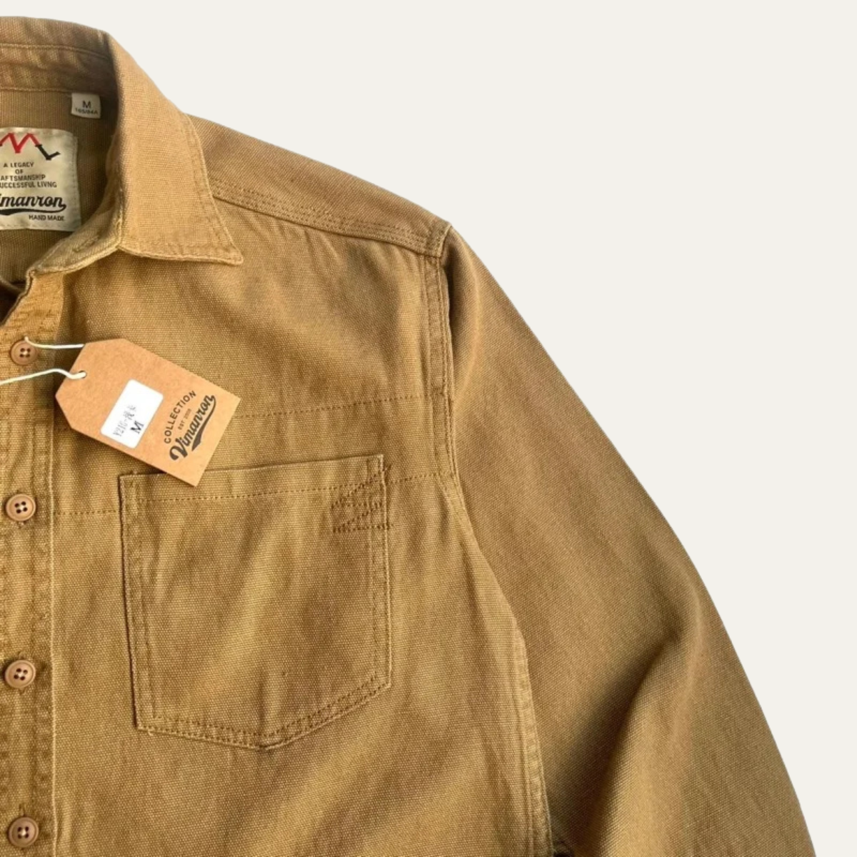 Axel | Men's Denim Shirt Khaki Button Up Long Sleeve