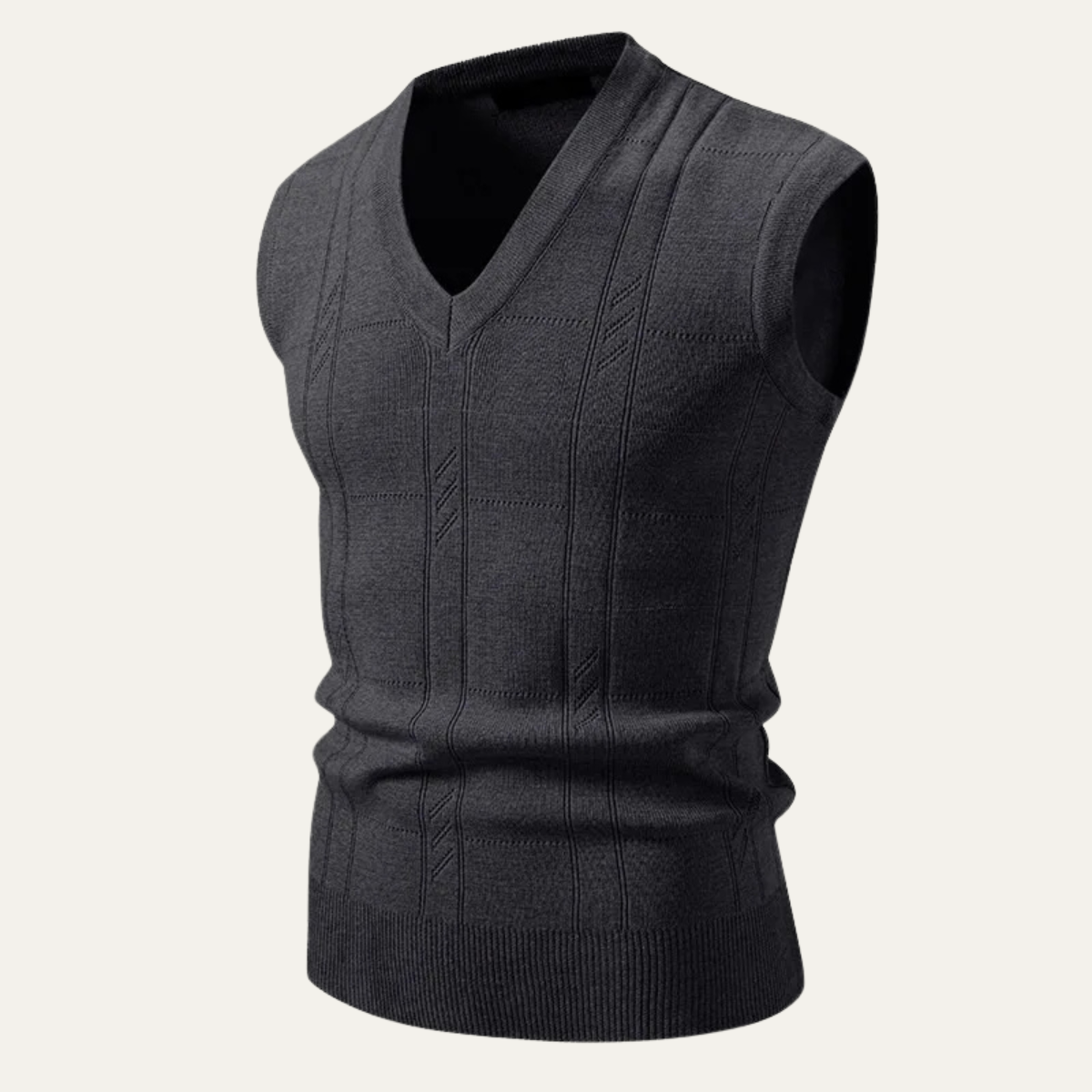 Knox | Men's Cable Knit V Neck Sweater Vest Black