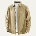 Dama Washington Jude men's casual button up shirt khaki long sleeve - front view