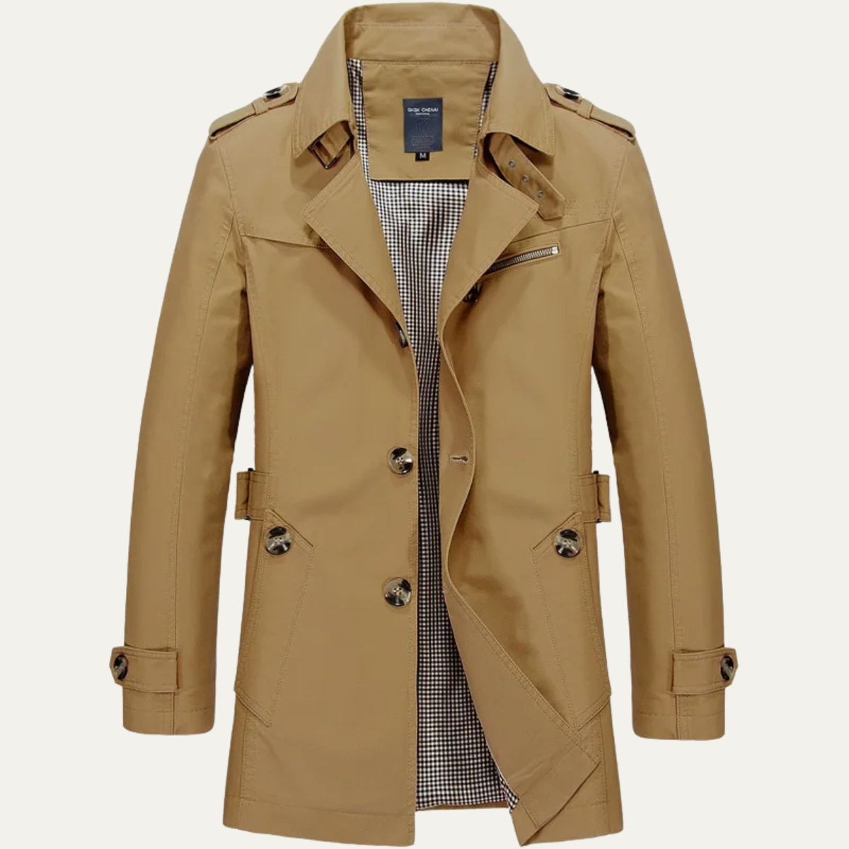 Marco | Men's Casual Trench Coat Olive Double Breasted
