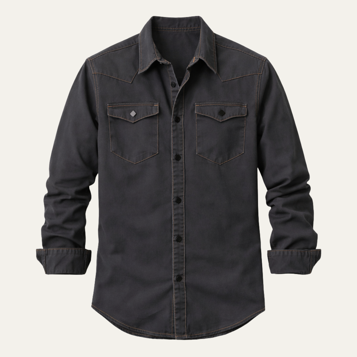 Axel | Men's Denim Shirt Black Long Sleeve Button Up