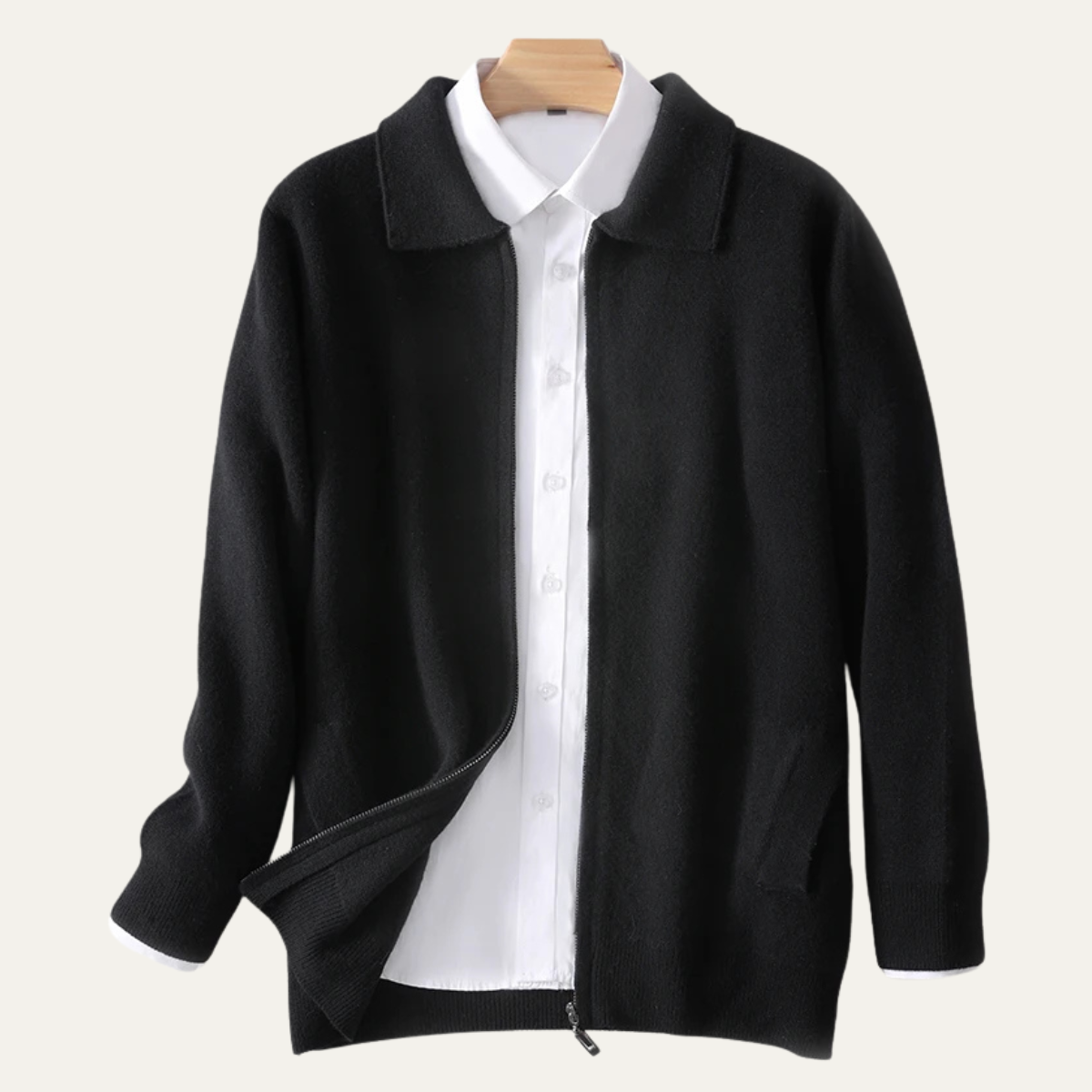 Callum | Men's Cardigan Cream Wool Blend Button Up