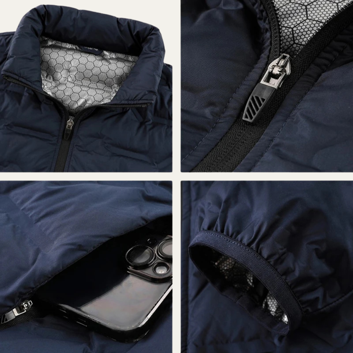Beau | Men's Puffer Jacket Black Quilted Warm Winter
