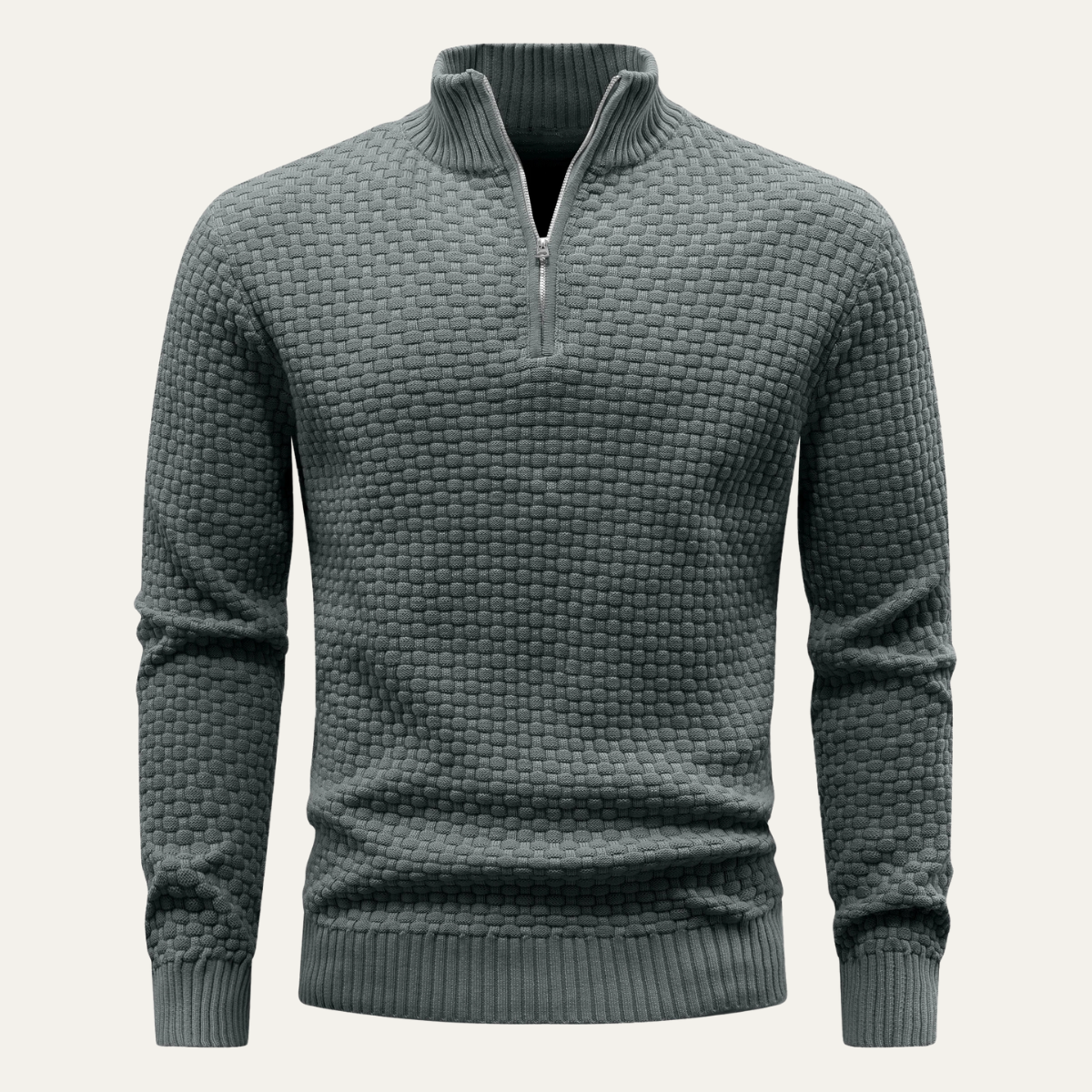 Lexi | Men's Quarter Zip Sweater Charcoal Textured Knit