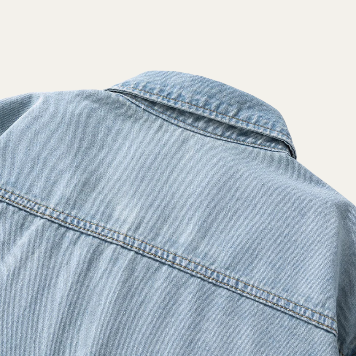 Beau | Men's Light Wash Denim Shirt Long Sleeve Button Up
