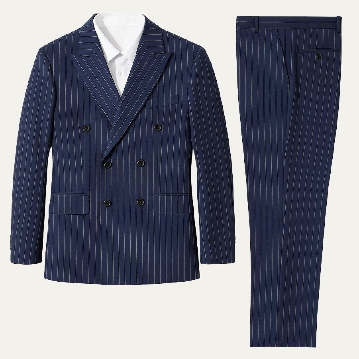 Axel | Men's Pinstripe Suit Navy Double Breasted
