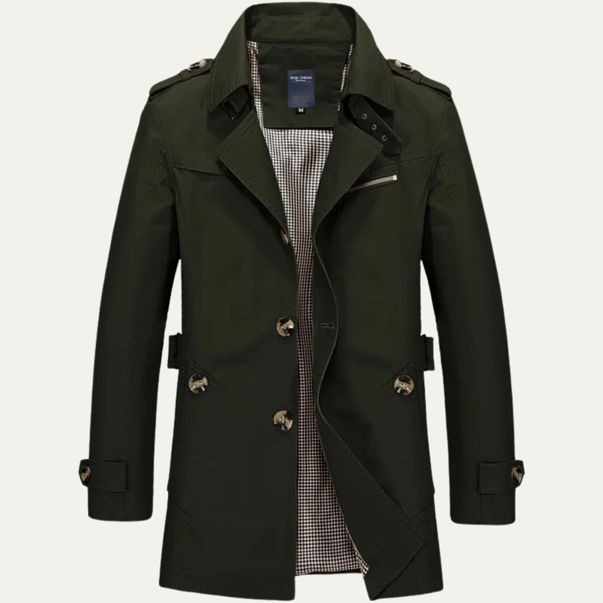 Marco | Men's Casual Trench Coat Olive Double Breasted