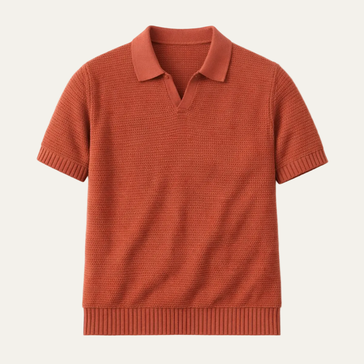 Jasper | Men's Short Sleeve V Neck Sweater Rust