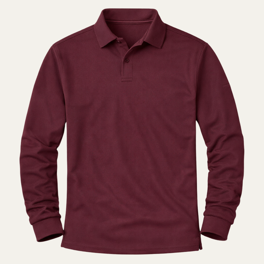 Dama Washington Beau men's long sleeve polo shirt burgundy - view 7
