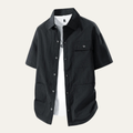 Dama Washington Jude men's utility shirt black short sleeve cargo pockets - front view