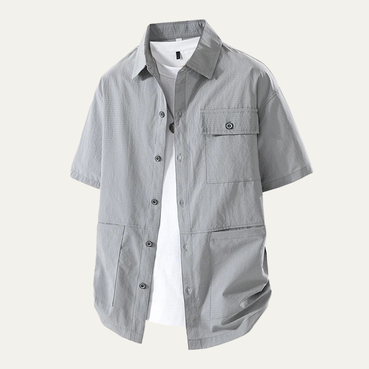 Jude | Men's Utility Shirt Black Short Sleeve Cargo Pockets