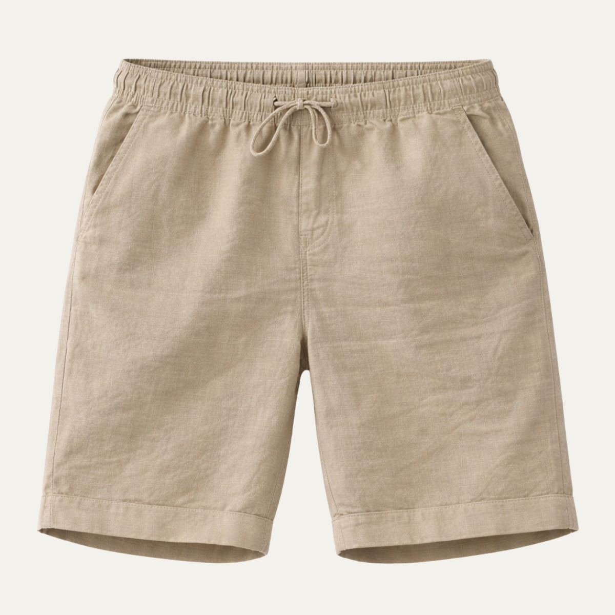 Beau | Men's Linen Shorts Beige Elastic Waist