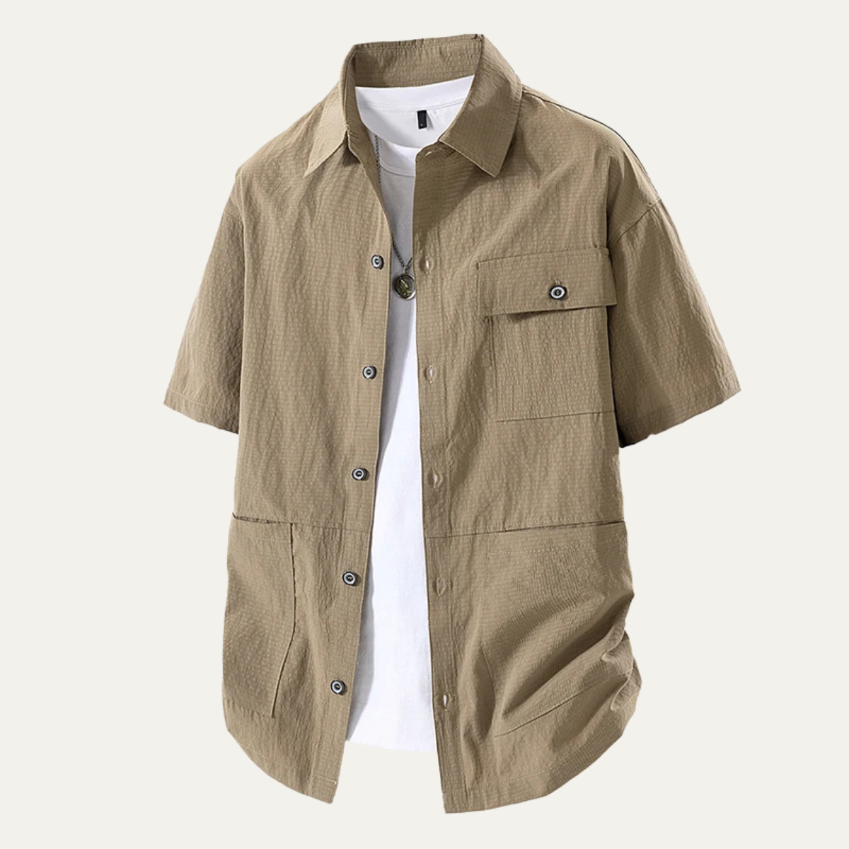 Jude | Men's Utility Shirt Black Short Sleeve Cargo Pockets