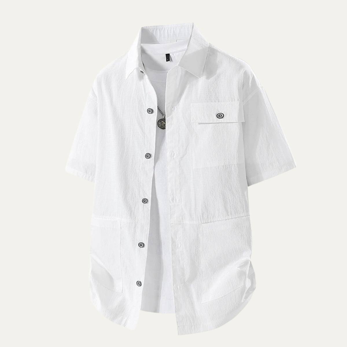 Jude | Men's Utility Shirt Black Short Sleeve Cargo Pockets