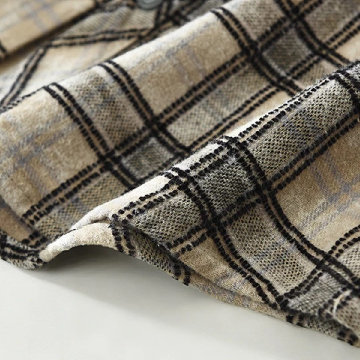 Ash | Men's Vintage Plaid Flannel Shirt Cream Black