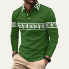 Dama Washington Kai men's greek key polo shirt white long sleeve - view 4