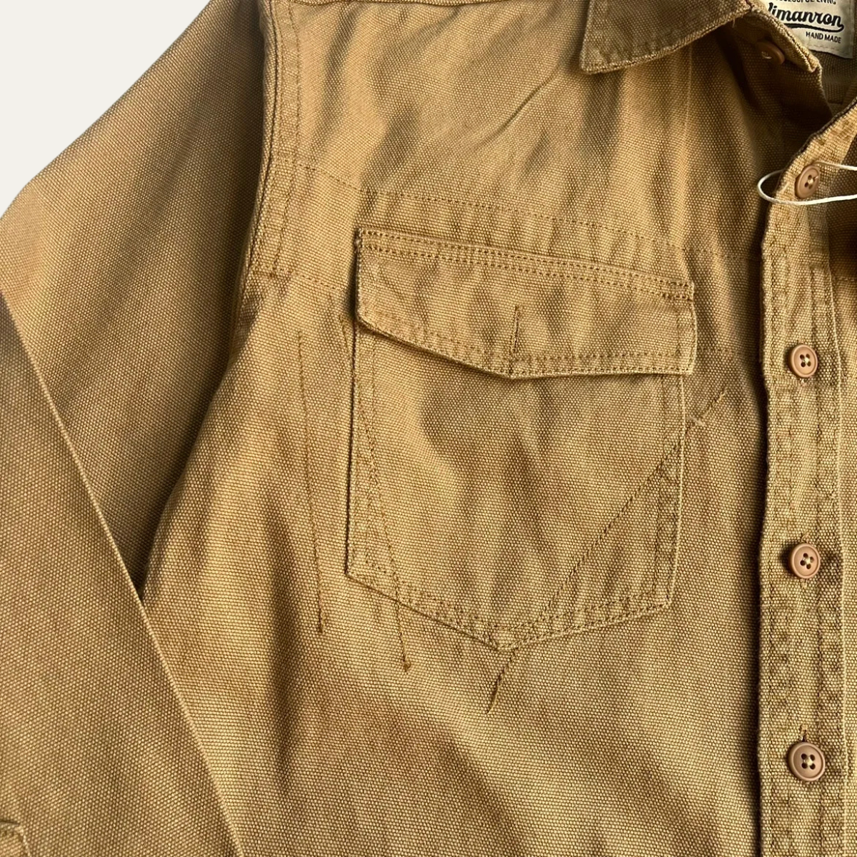 Axel | Men's Denim Shirt Khaki Button Up Long Sleeve