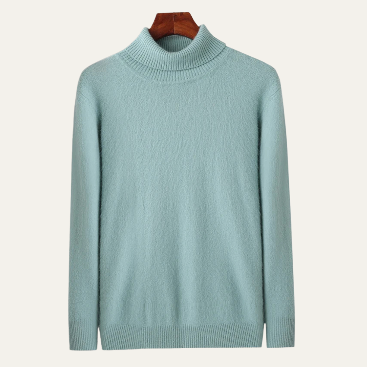 Voss | Men's Turtleneck Sweater Light Blue Cashmere