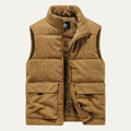 Dama Washington Freya men's padded puffer vest camel cargo pockets - front view