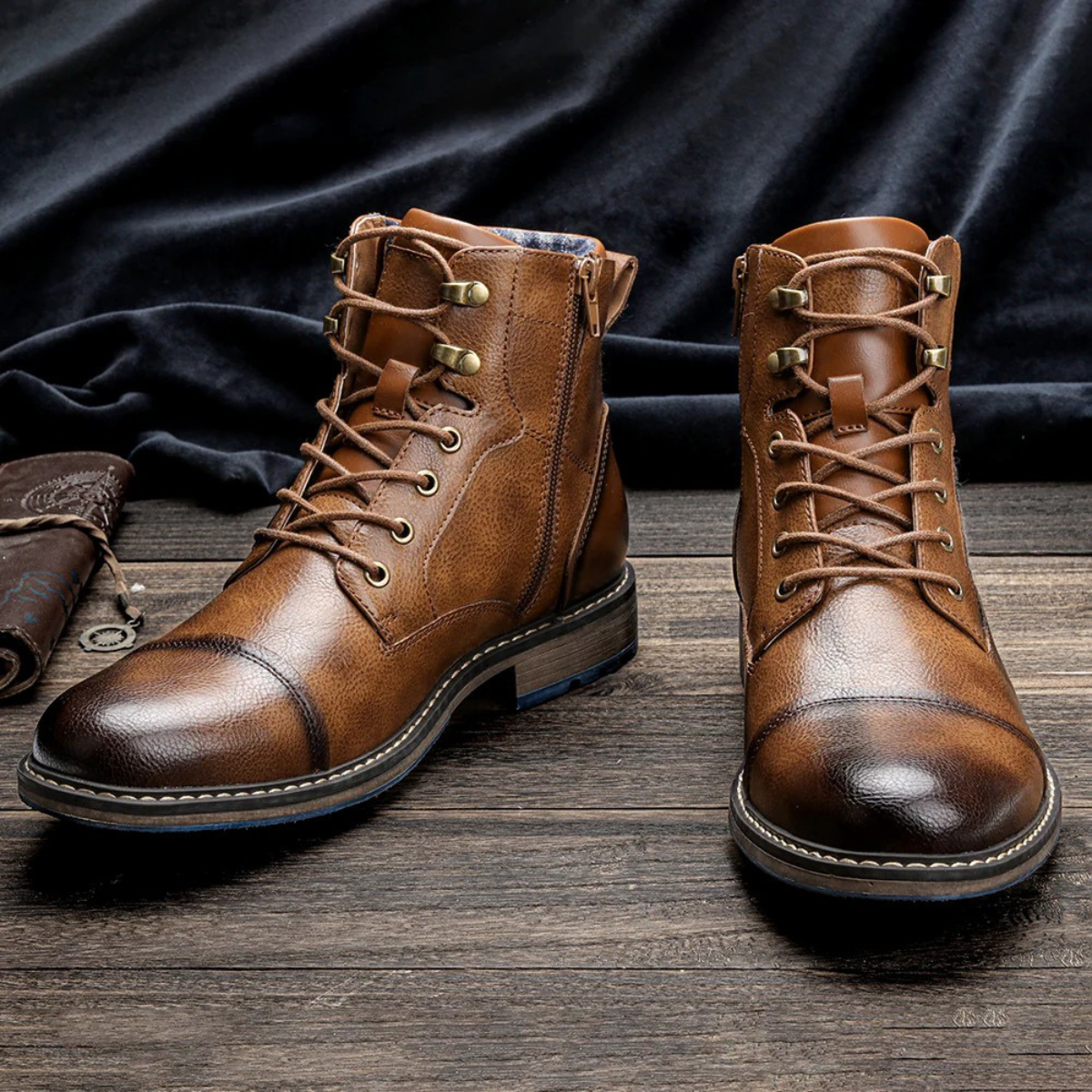 Voss | Men's Leather Work Boots Brown Lace Up