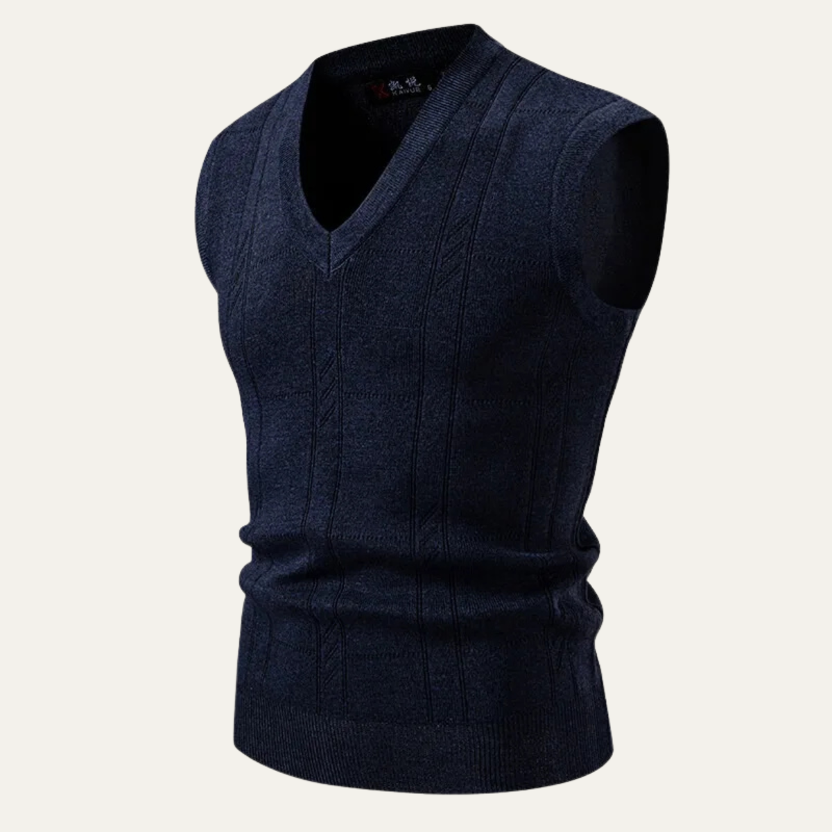 Axel | Men's Cable Knit V Neck Sweater Vest Navy