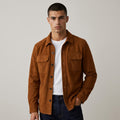 Dama Washington Marco suede overshirt Brown - model front view
