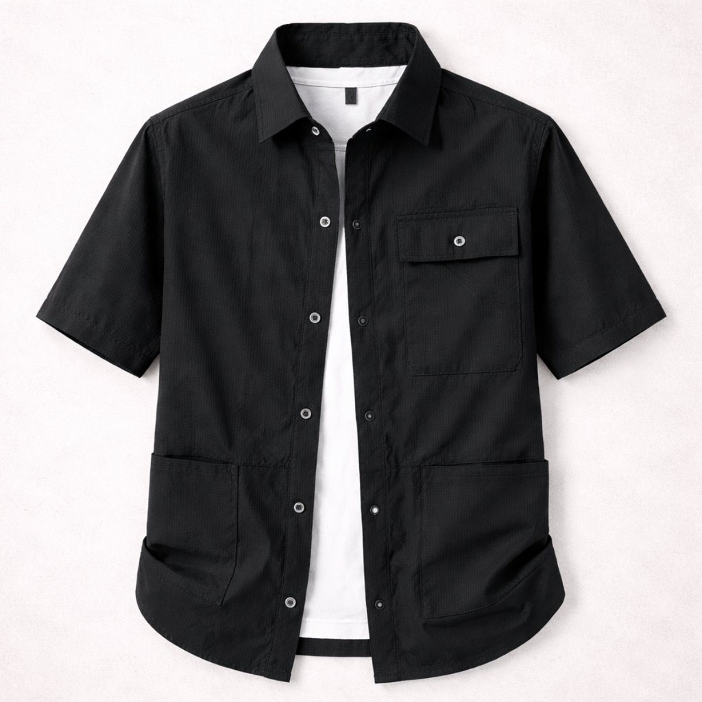 Dama Washington Jude men's utility shirt black short sleeve cargo pockets - view 5