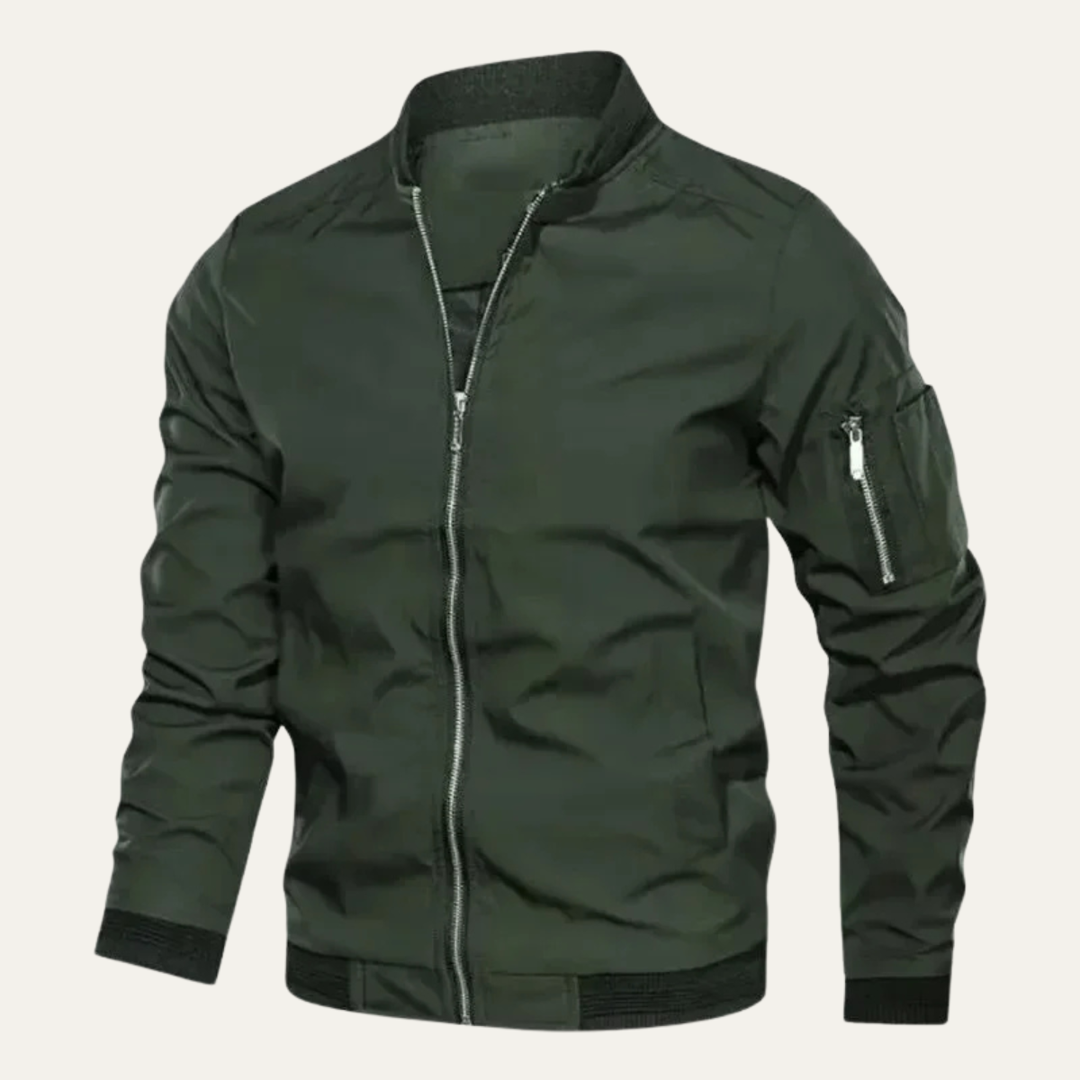 Kade | Men's Casual Zip Up Bomber Jacket Beige Black