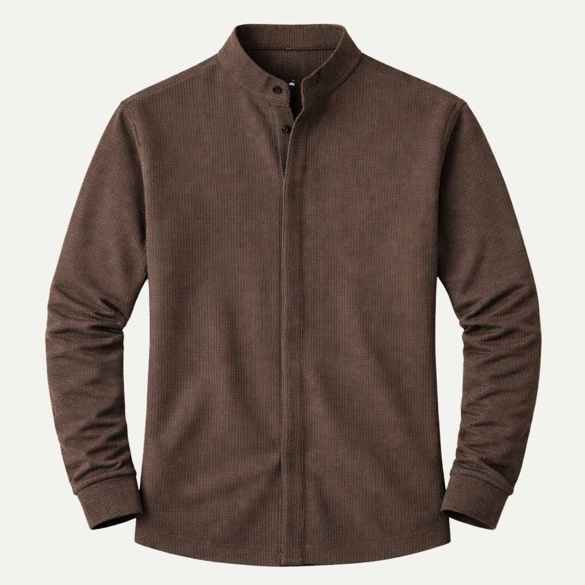 Beau | Men's Casual Ribbed Knit Shirt Gray Long Sleeve