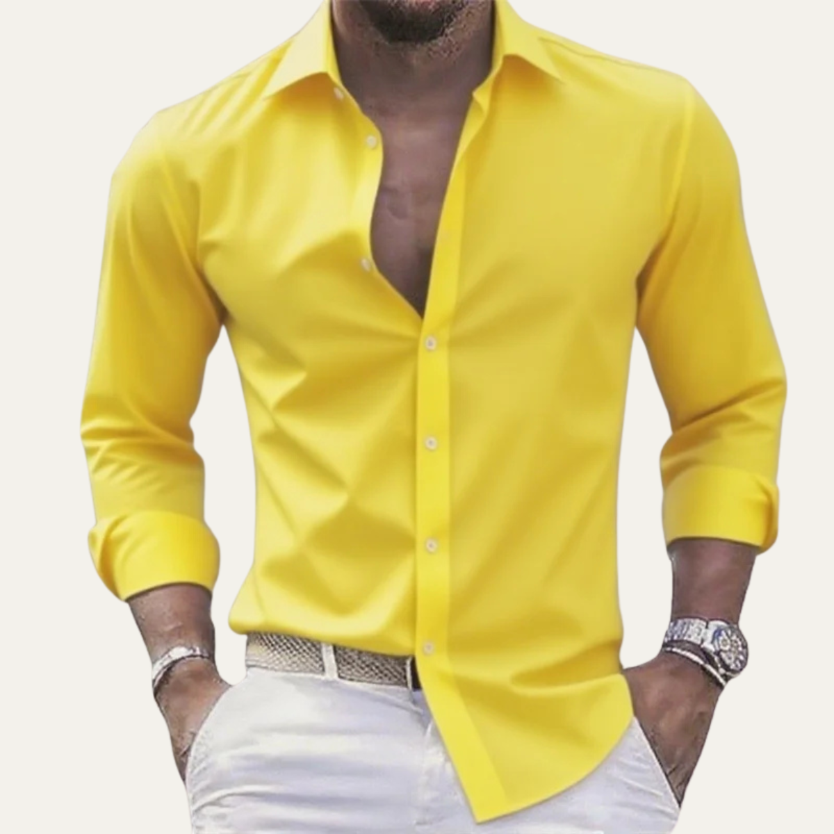 Beau | Men's Button Up Shirt Pink Long Sleeve