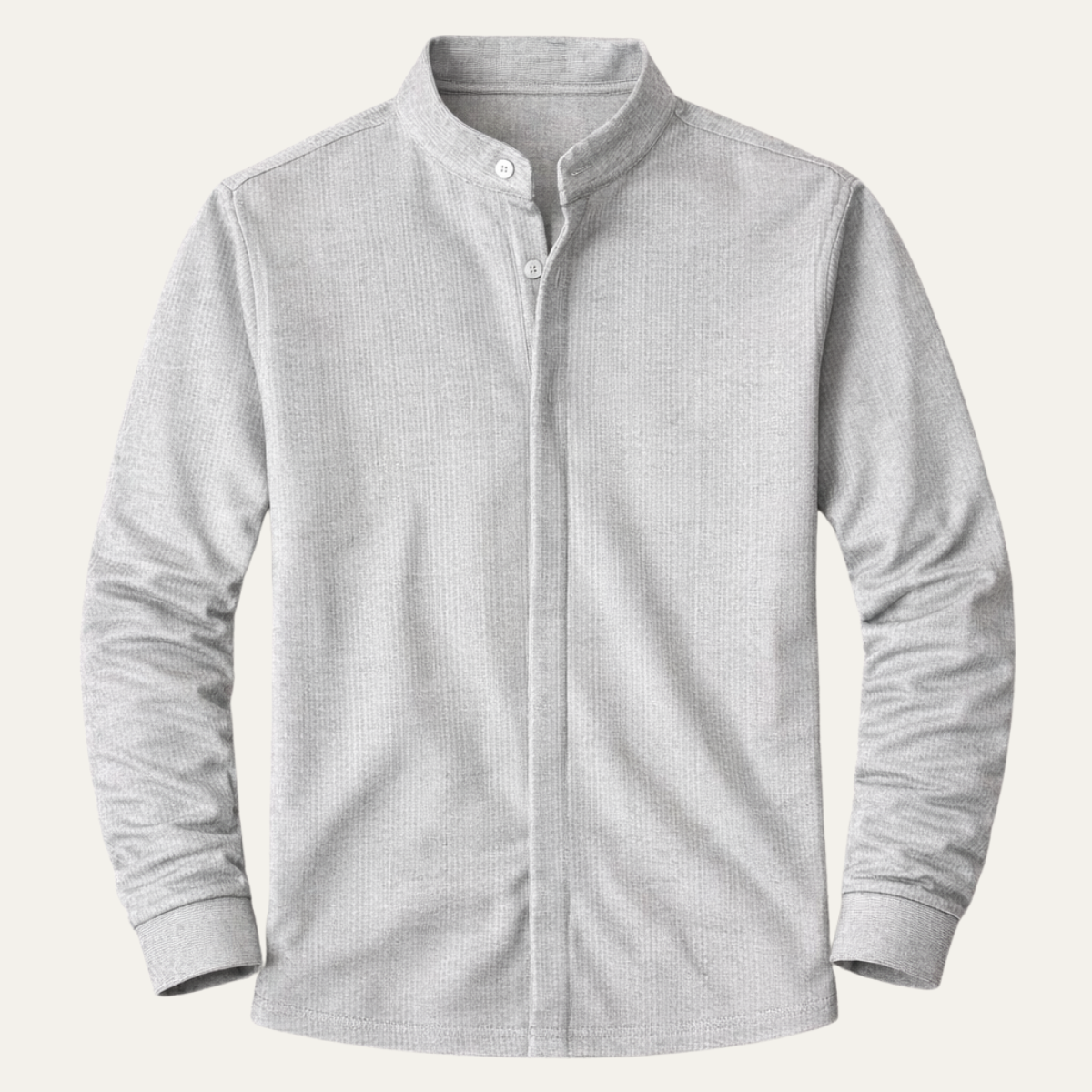 Beau | Men's Casual Ribbed Knit Shirt Gray Long Sleeve
