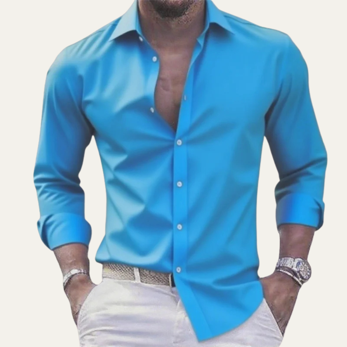 Beau | Men's Button Up Shirt Pink Long Sleeve