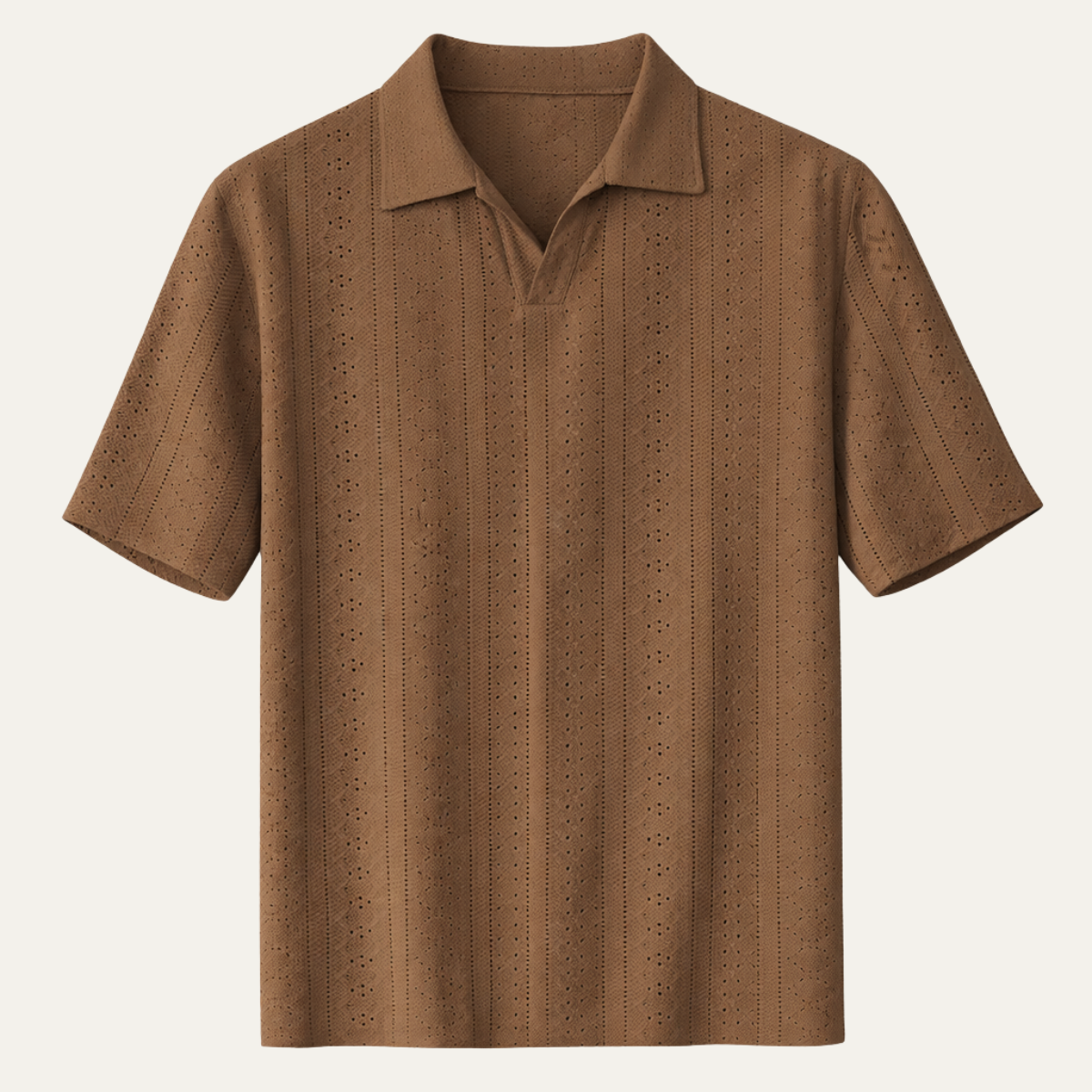 Blake | Men's Polo Shirt Camel Textured Knit