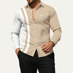Dama Washington Axel men's button up shirt white navy colorblock stripe - view 3