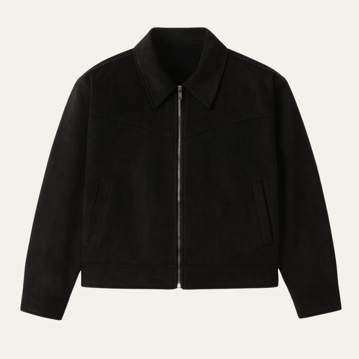 Axel | Men's Suede Leather Jacket Brown Collared Zip Up